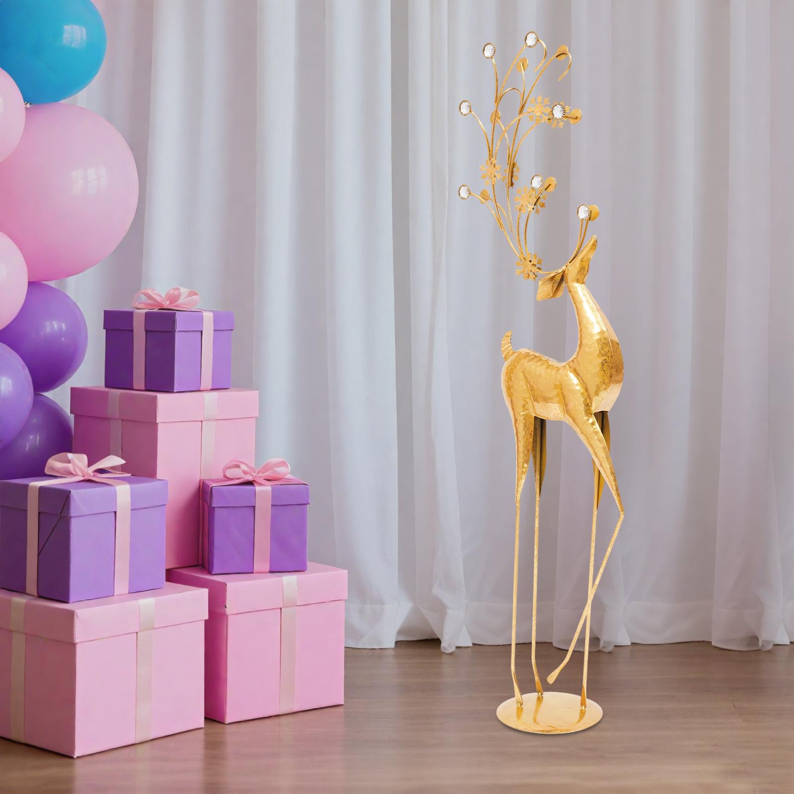 

Golden Deer Statue, Home Decor Accent Piece, Vintage Retro Style Sculpture, 39.4 Inches Tall Floor Decor for Living Room, Office золотой