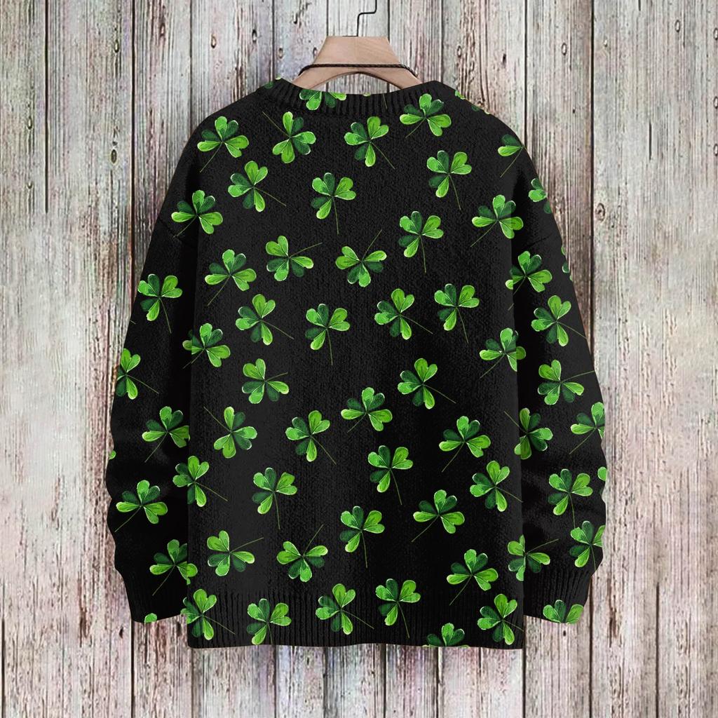 Herre Print Falsk Genser, Rundhalset Sweatshirt, Løs Langermet Topp