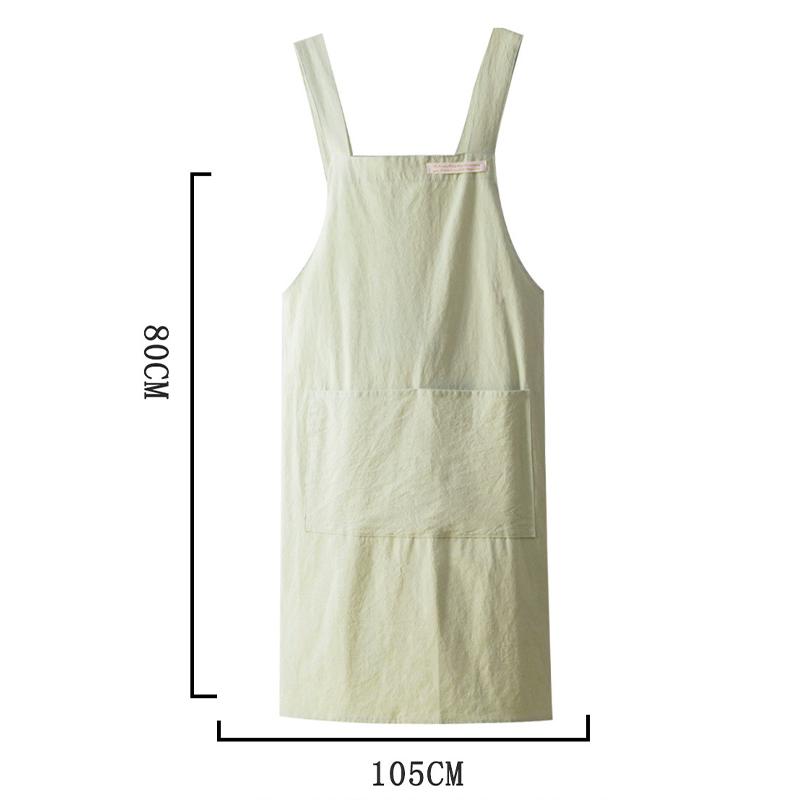 Minimalist Style Dirt-Proof Cross Back Smock Cotton Linen Apron with Wide Shoulder Straps Washed Cotton Household Apron Kitchen
