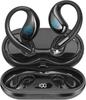 Open Ear Clip Wireless Earbuds Bluetooth 5.4 Headphones Open Ear Built-in Mic, IPX5 LED Display Charging Case,Ear Hooks Earphones for Running Fitness