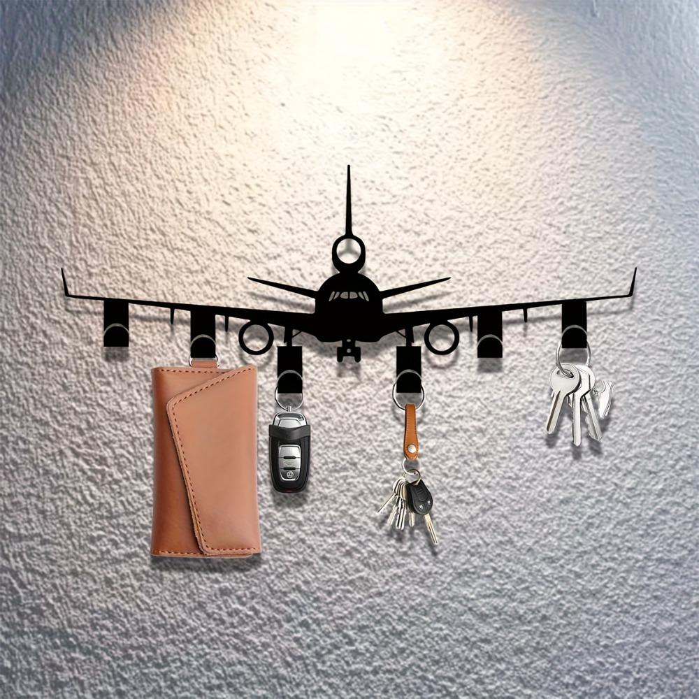 Metall Flugzeug Schlüsselanhänger Wandmontierter Schmuckhaken Schwarzer Schlüsselorganisator Eingangsbereich Büro Haustür Aufbewahrung Dekor Geschenk