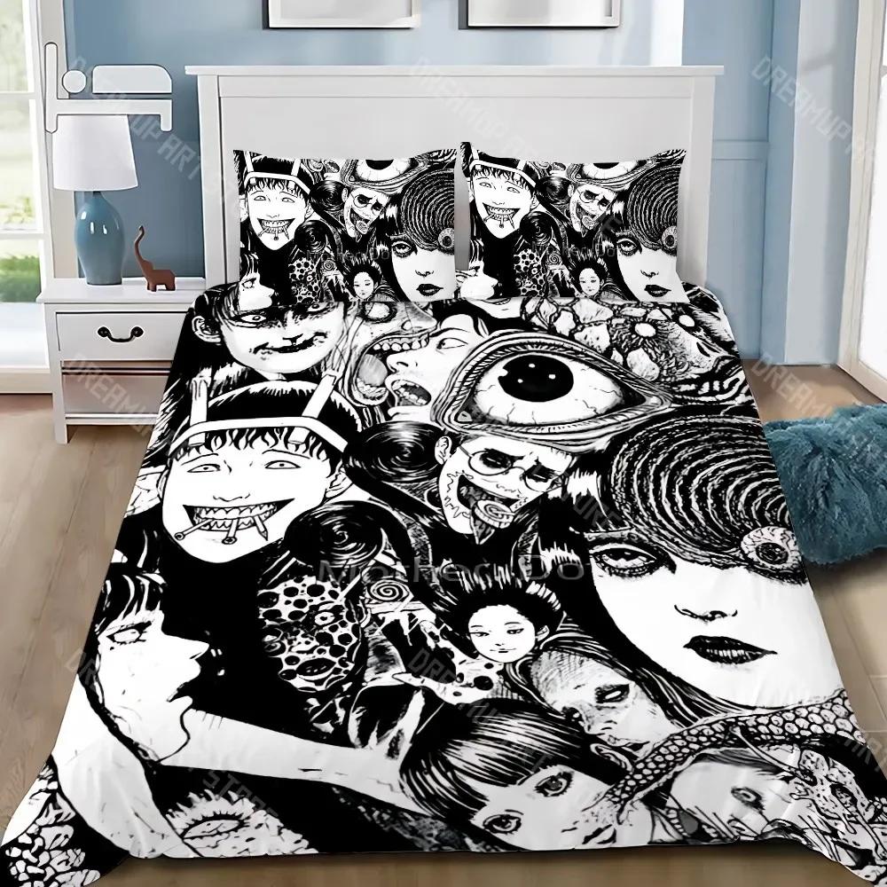Thriller Manga Duvet Pillowcase Bedding Set Boy Junji Ito Tomie Girl Bedroom Decoration Children Gift Single Double Large Size