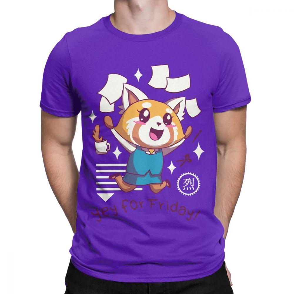 T Shirt for Men Aggretsuko Tee Shirt Aggressive Retsuko Yey For Friday Happy Weeken Tshirt 100 Cotton TShirts Party Clothing