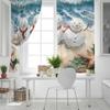 Christmas Beach Snowman Sea Star Shell Blackout Curtains For Living Room Bedroom Window Treatment Blinds Drapes Kitchen Curtains