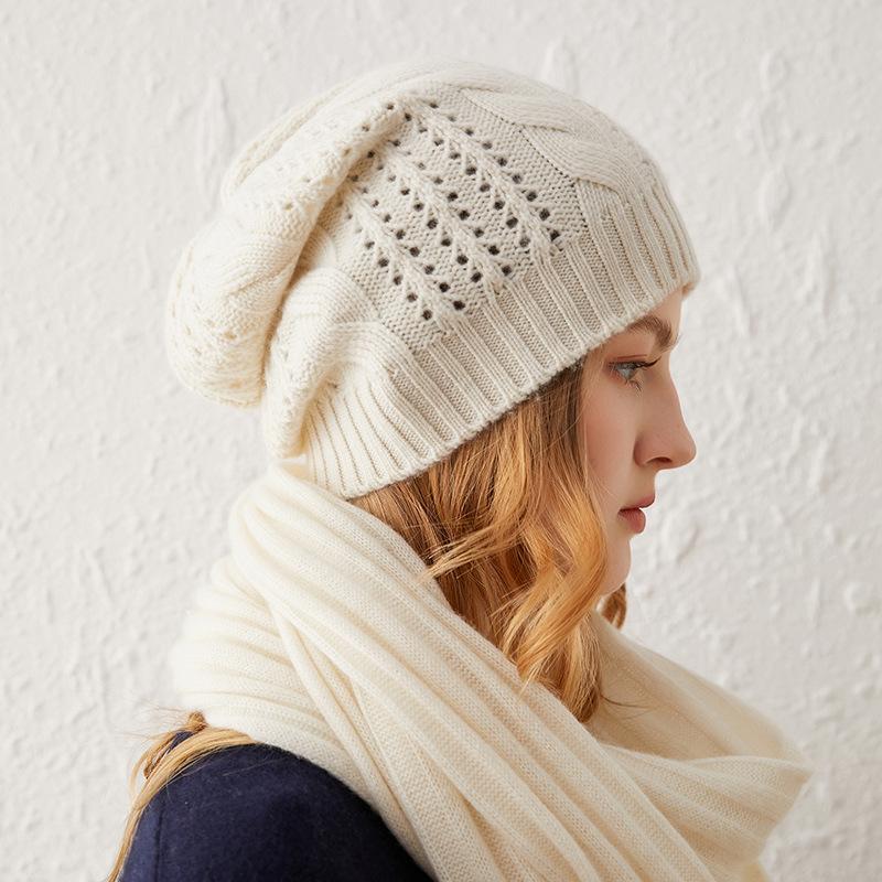 

Осень/Зима 2023 Кашемировая вязаная шапка-бини - Чистый жаккардовый дизайн Depth 50CM - Width 25CM