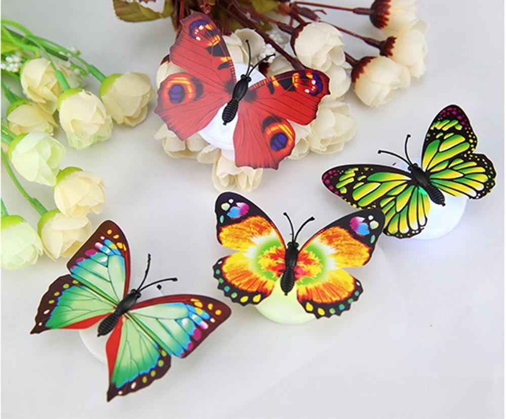 Colorful Changing Butterfly LED Night Light Lamp Home Room Party Desk Wall Decor