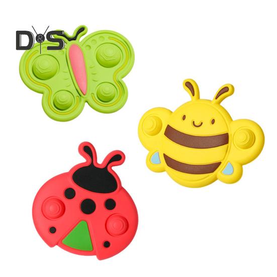 3Pcs Suction Spinner Toy Insect Shape Sucker Spinner 360 Degrees Rotating Silicone Teether for Highchairs