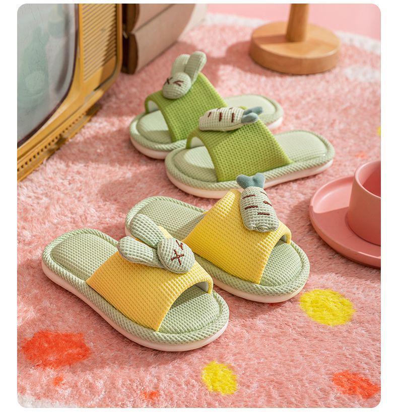 Children's Non-Slip Indoor Cotton Linen Slippers for Little Boys & Girls - Spring/Autumn, Medium/Large Sizes