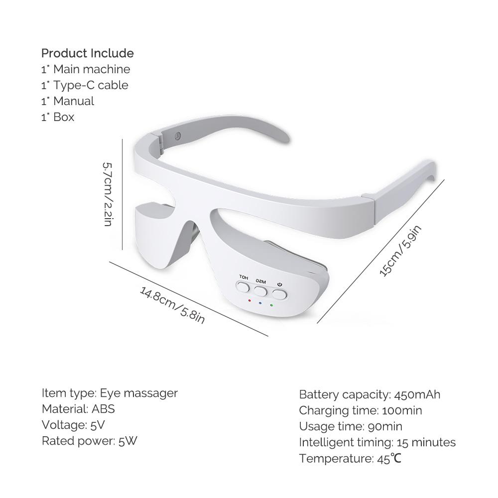 Eye Massager 3 Gear Red light Remove Eye Bags Dark Circles Puffiness Hot Compress Eye Relieve Eye Fatigue Wireless Use
