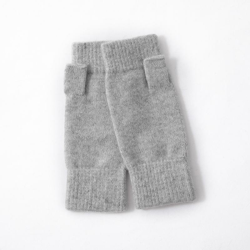 

Чистый кашемир Осень и Зима Новые Мужские и Женские Утолщенные Однотонные Полуварежки Теплые Вязаные Перчатки без Пальцев one size