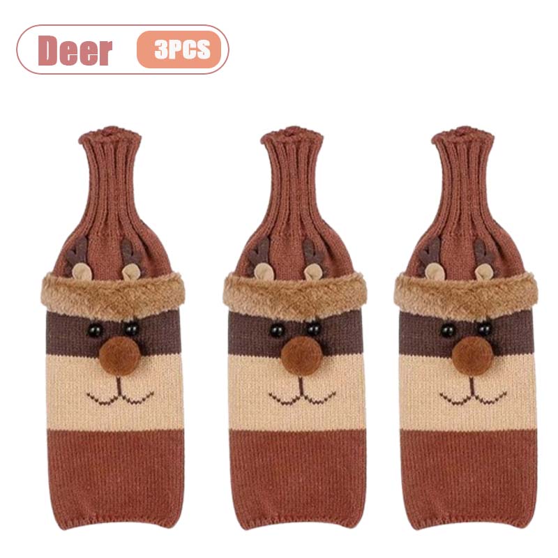 Knitted Christmas Wine Bottle Cover Santa Wine Sleeve Champagne Bottle Set Party Decoration for Restaurant Dining Table Setup