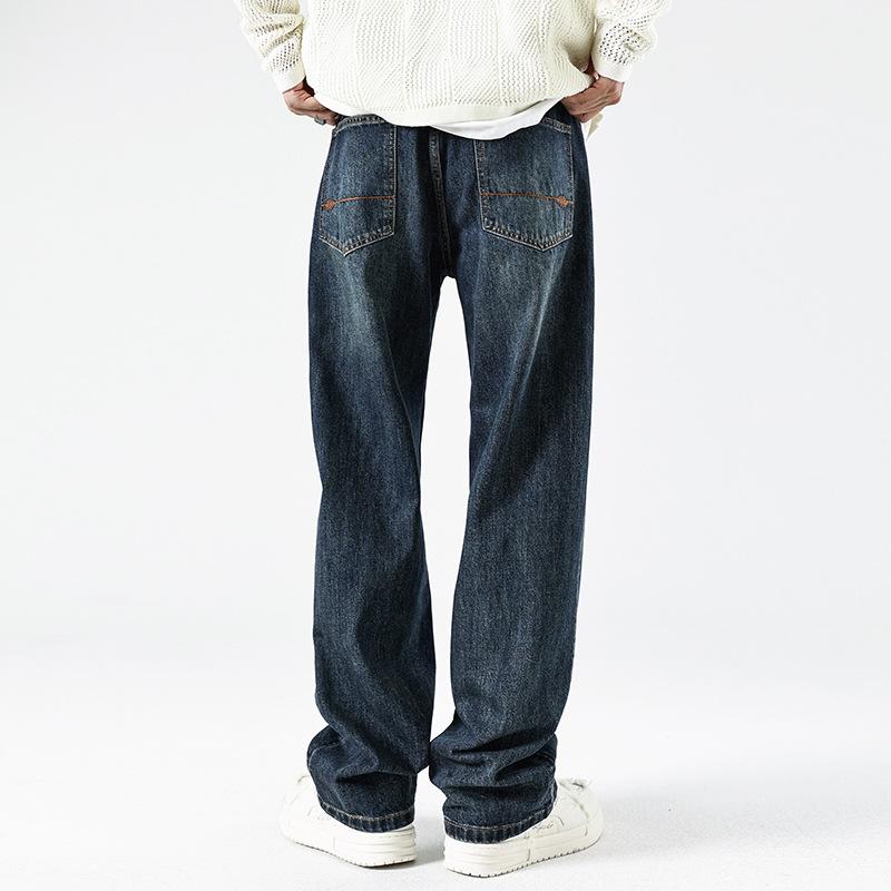 New Style New Style with Drape American High Street Loose Straight Jeans