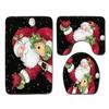 Christmas Shower Curtain Floor Mat Combination Four-Piece Set Bathroom Non-Slip Mat Toilet Absorbent Door Mat Carpet