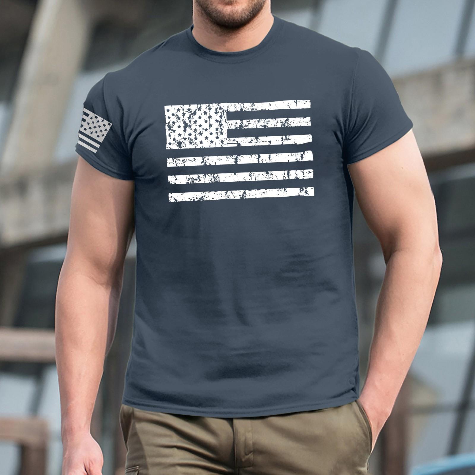 

Летняя мужская популярная футболка с круглым вырезом и коротким рукавом с принтом L синий