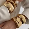 Ingemark Exaggerated Punk Smooth Heavy Metal Chunky Spring Bangles Women Hip Hop Gold Color Arm Bracelet Steampunk Men Jewelry