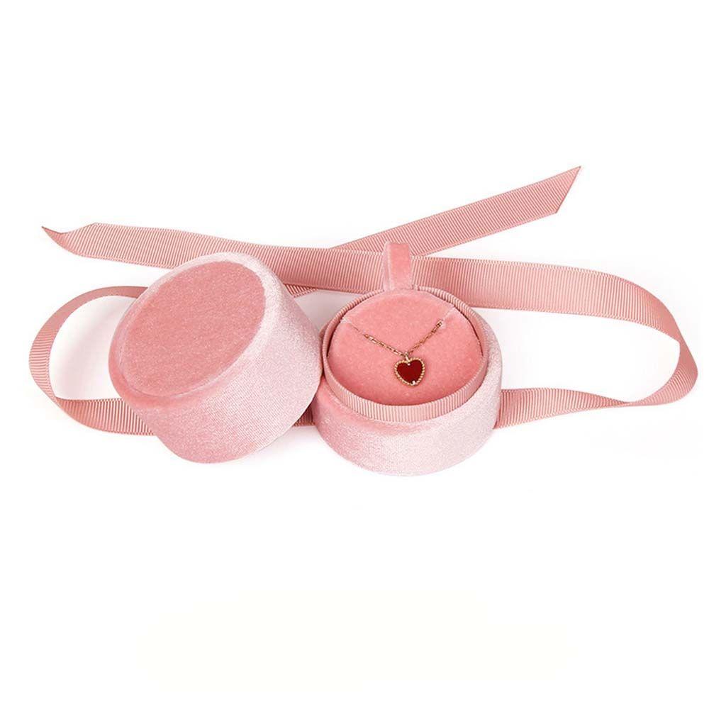 

Packaging Plastic Display Box Double Open Necklace Case Storage Boxes Jewelry Display Ring Box pink-Necklace