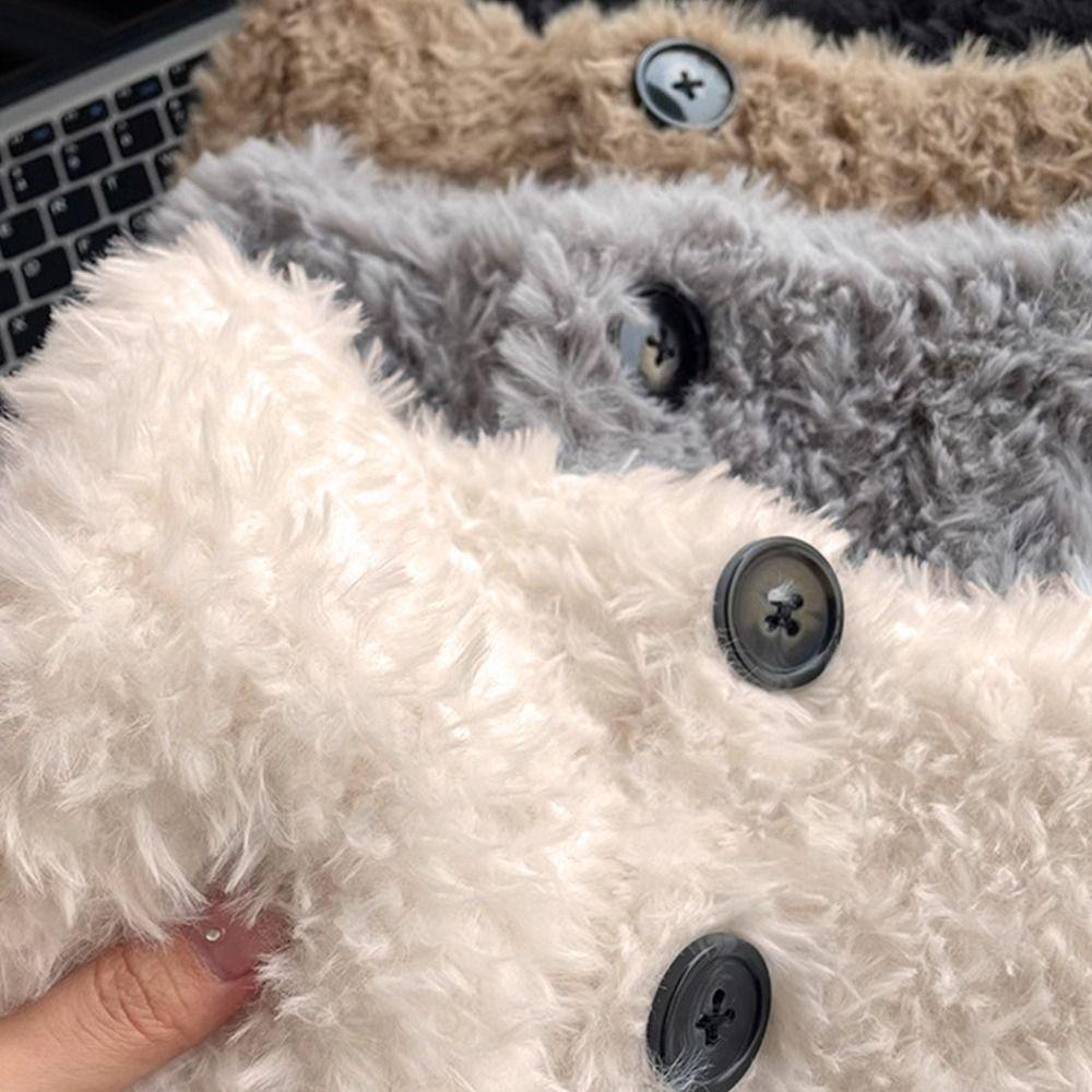 Thicken Warm Fluffy Fake Collar Scarf Soft Plush Cold-proof Winter Neck Warmer Solid Color Windproof False Scarf Shawl for Women