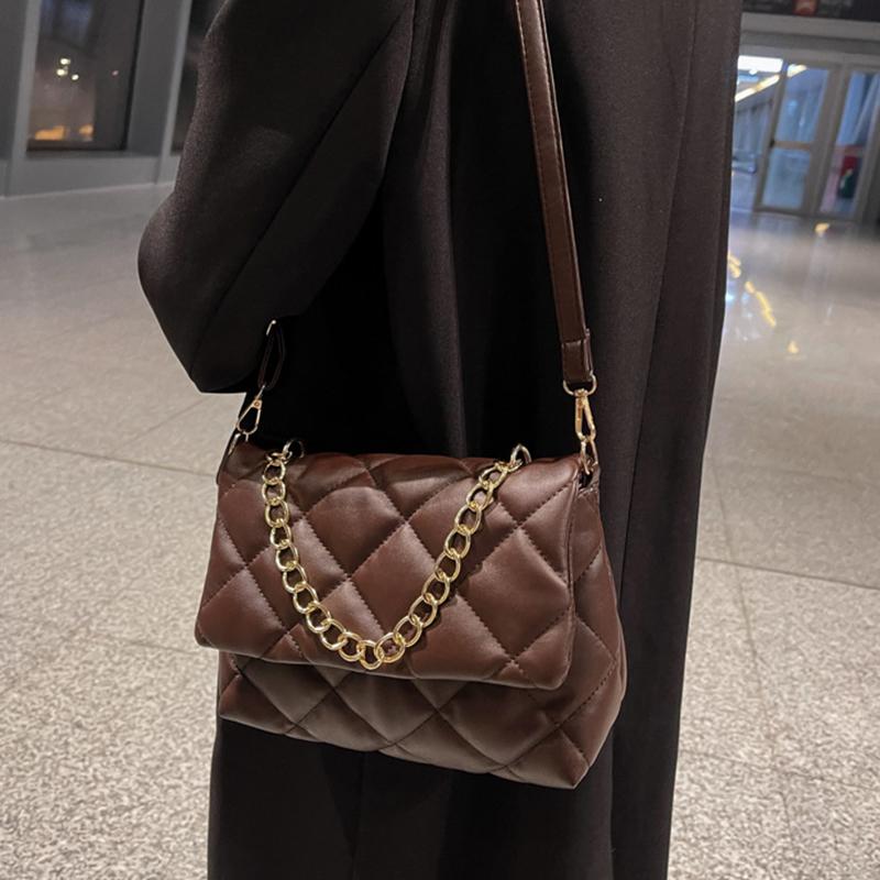 Yogodlns текстура ромб однотонная сумка через плечо с клапаном для женщин цепочки декоры — фото 5