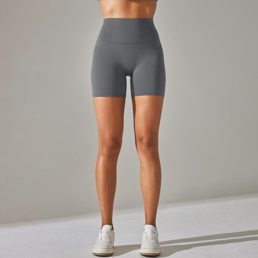 Europäische & Amerikanische Neue Nude Yoga Shorts – Damen Doppelseitig Gebürstet, Eng Elastisch, Dreipunkt, Pfirsich-Po Design.