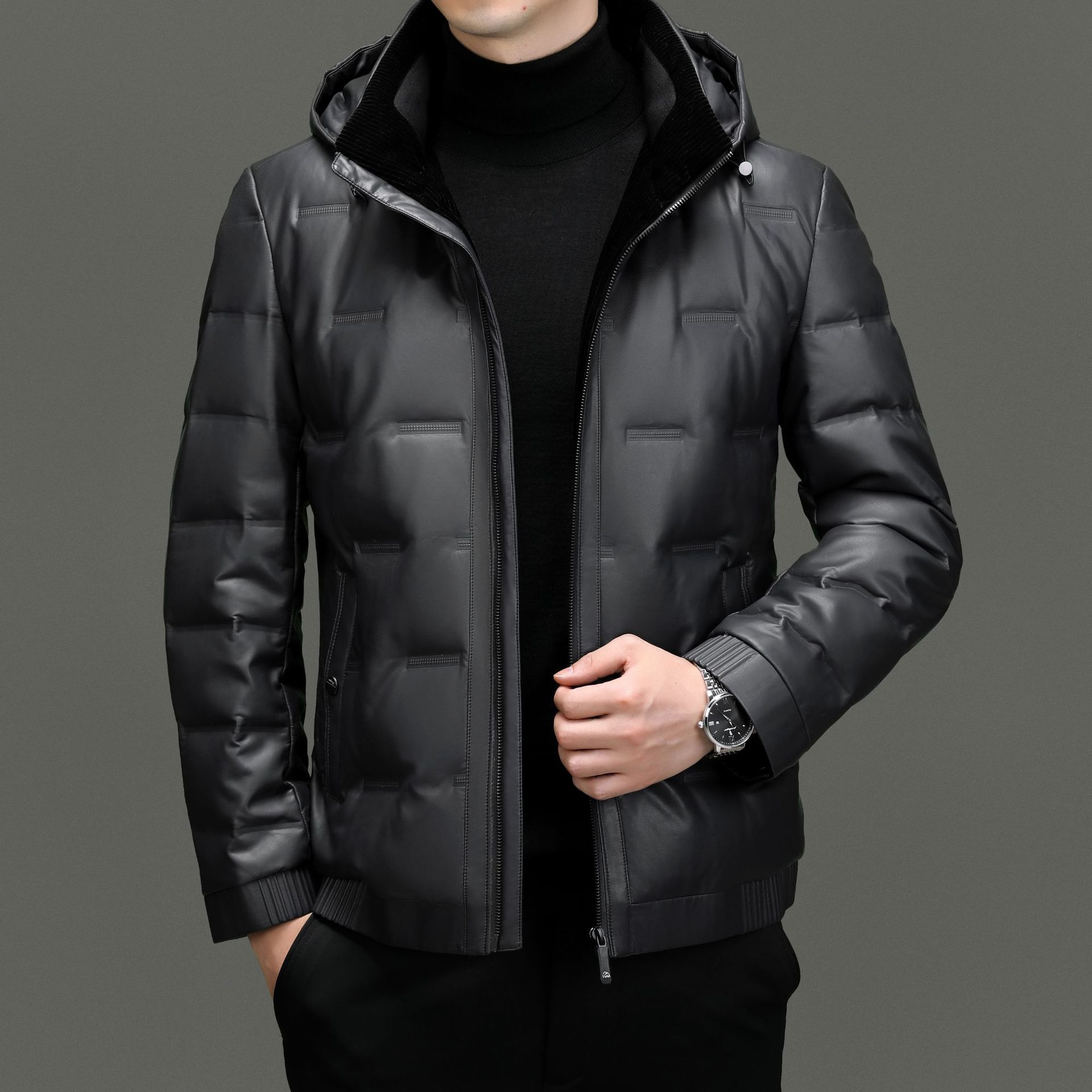 Зимняя куртка из натуральной кожи — фото 4