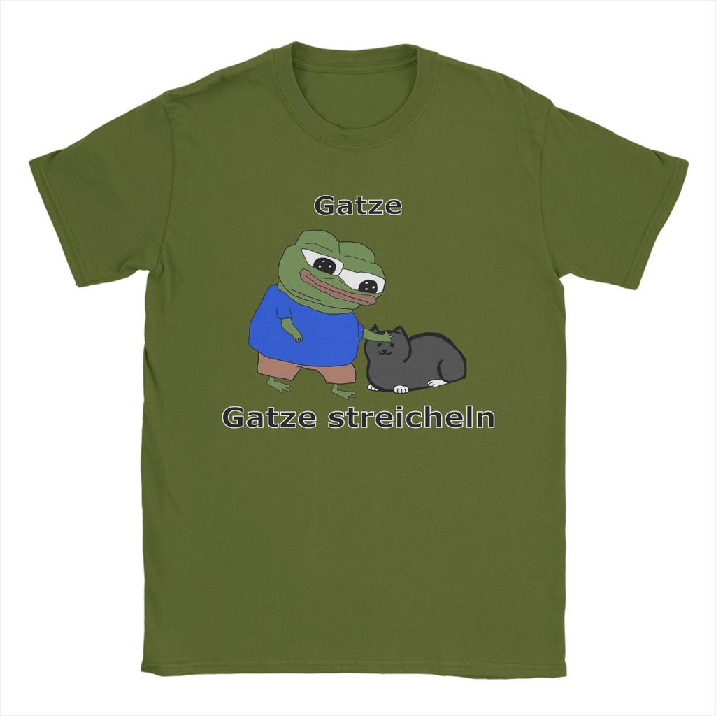 Klappa katt Husdjur Katt Meme T-shirt Män P-pepe Grodan Grym 100% Bomull T-shirts O-hals Kortärmade T-shirts Sommarkläder