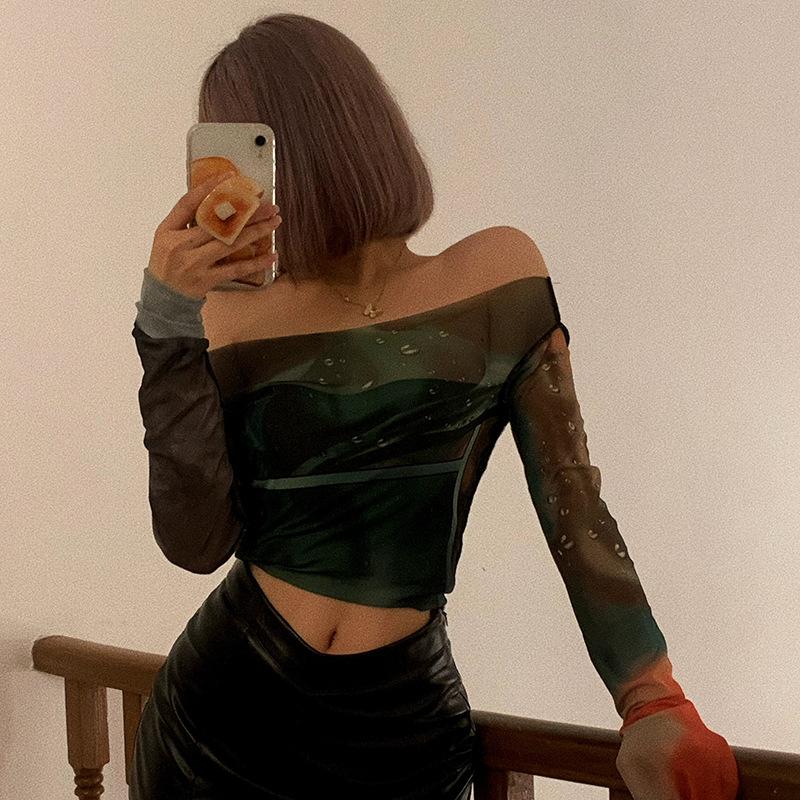 Harajuku síťované letní oblečení trička pro ženy crop Top dámské tričko dámské tričko roupas femininas topy tričko