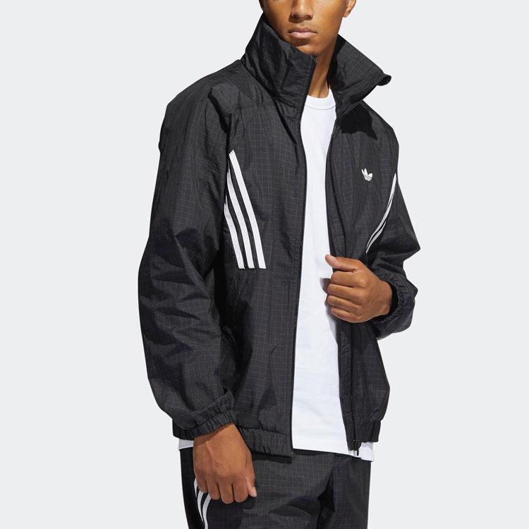 Adidas Originals Primeblue Striped Logo Print Casual Jacket Men Jackets Black GL9906