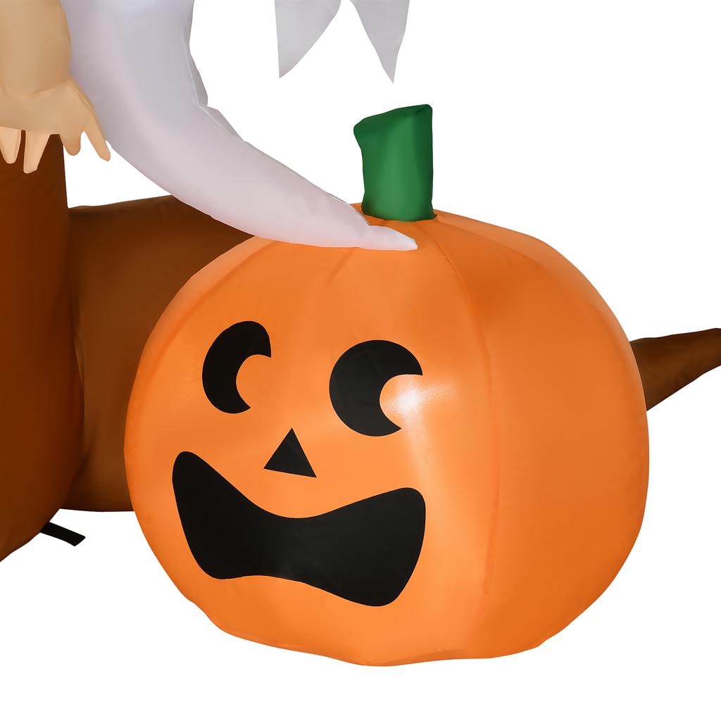 Halloween Decoration, 2.40m Tall Ghost Tree, Self-inflating, LED Lighting, for Outdoor Use