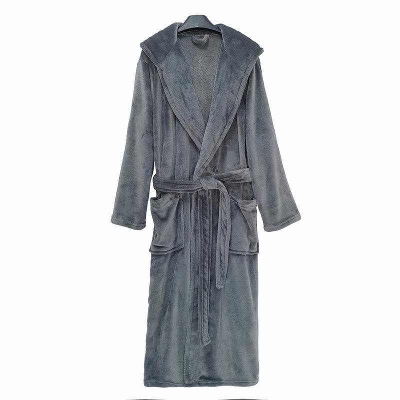 Couples' Casual Flannel Hooded Bathrobe Pajamas