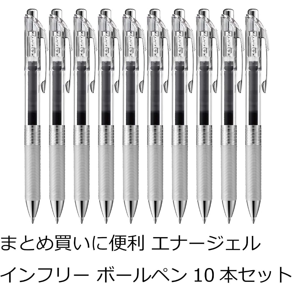Pentel Ballpoint Pen Gel Ink Gel Infree 0.7mm Clear Shaft BL77TL-A Black 10pcs
