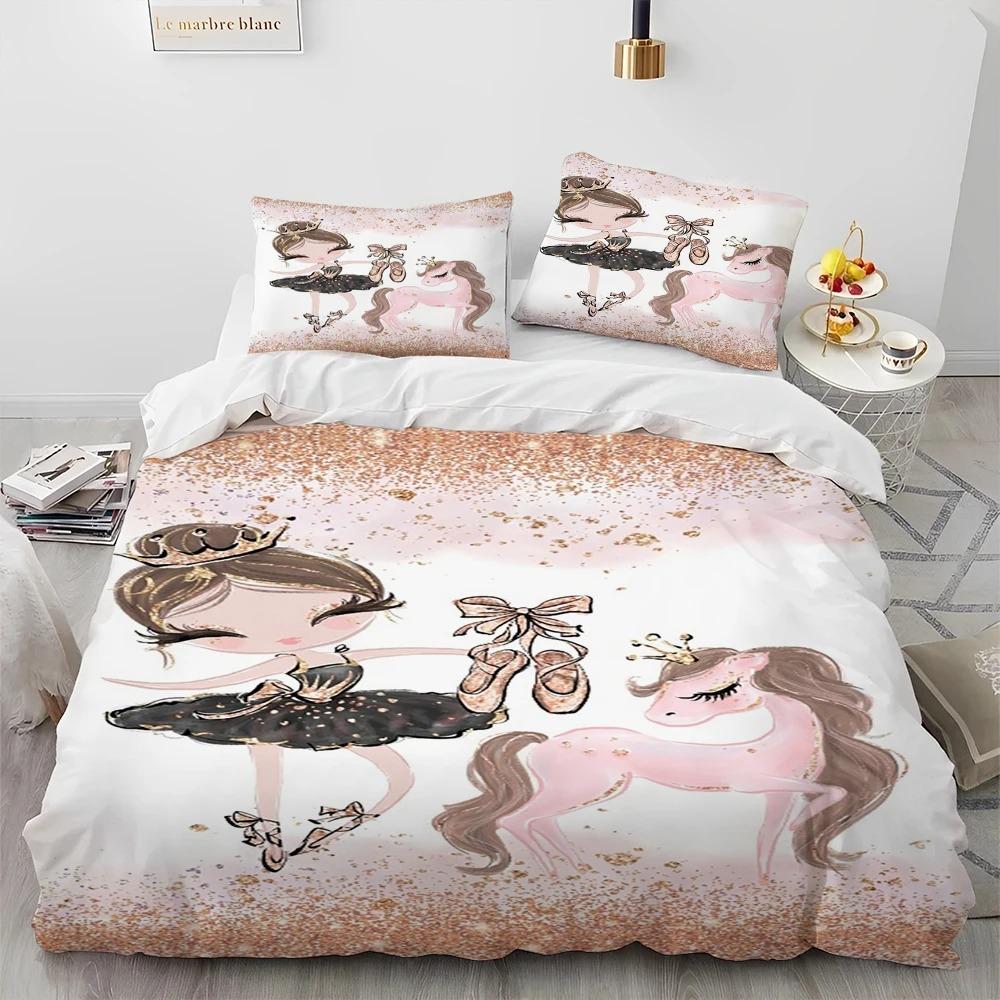 Comforter Kids Cartoon Cute Ballet Girl Ballerina Comforter Bedding Set Bed Set Queen Size Bedding Set