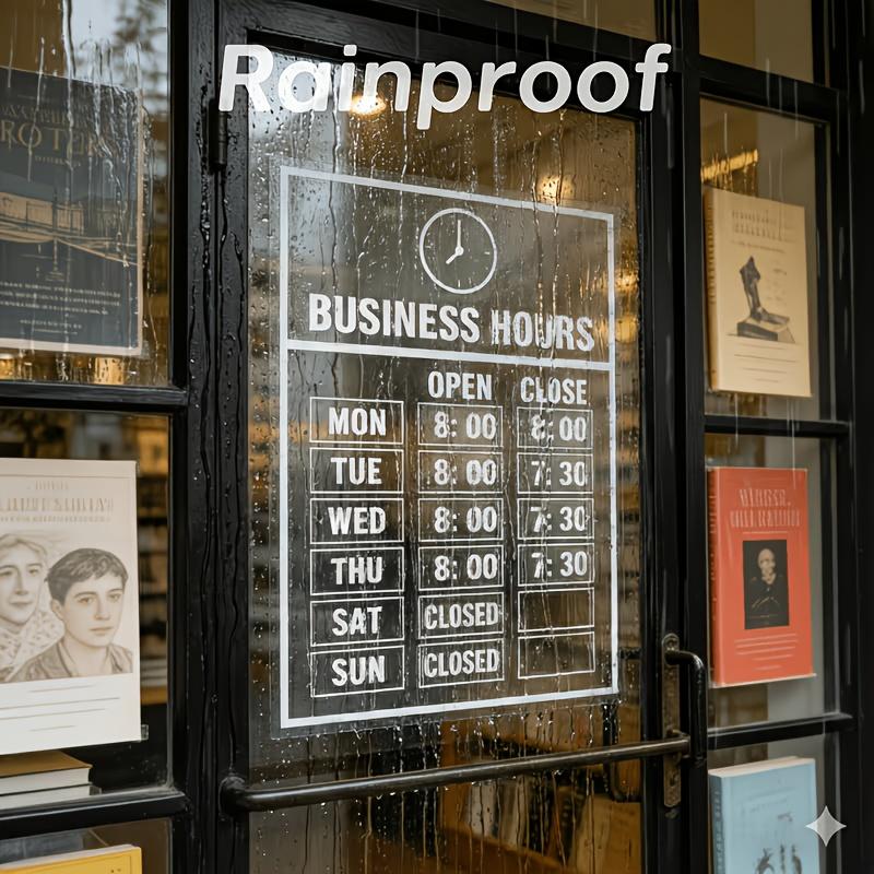 1Set Business Hours Window Stickers, Transparent UV-Resistant Vinyl Decals, Self-Adhesive Open & Close Time Signs