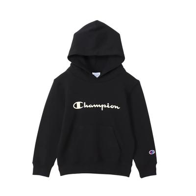 Parka Kids Long Sleeve Cotton USA Script Logo Hooded Sweatshirt Basic Black [Champion] 100% CK-Y103