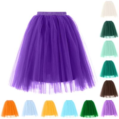 Women's Fashion Color Half Skirt Party Ballet Puff Skirt Five Layer Mesh Skirt