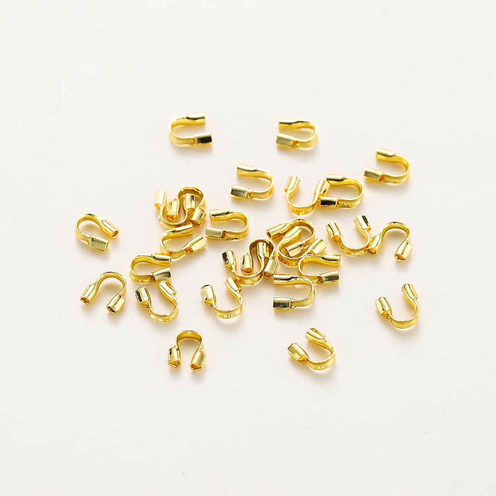 100pcs/lot 14K 18K Gold Plated 4mm U Shape Cord Wire Guard Protectors String Connectors Loops For DIY Jewelry Handmade Findings