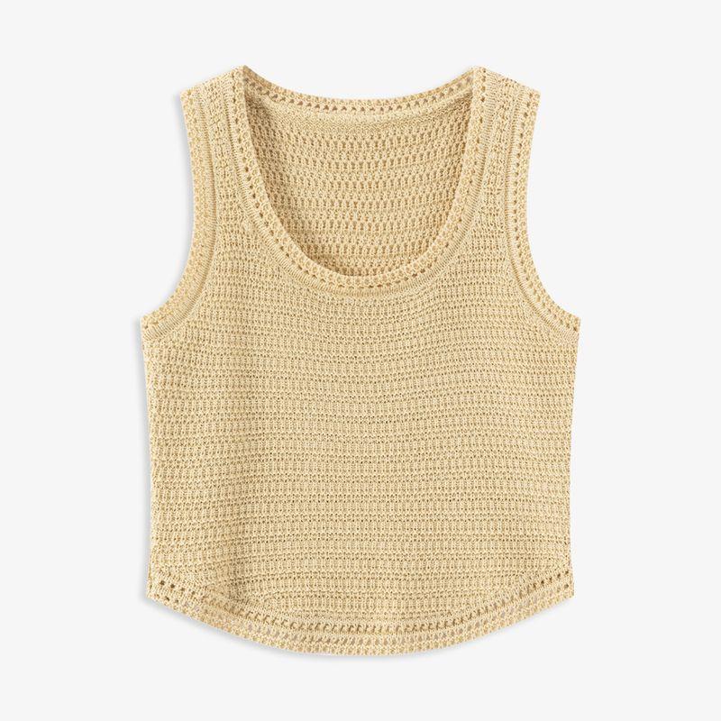 

Aozhi Country Bohemia Crocheted Vest + Pull-Belt Print Skirt Suit 2 Colors Vacation Style Two-piece Set SW