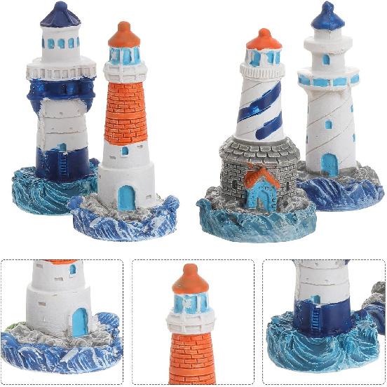

Toyvian 4 шт. Мини-декор маяка Средиземноморские фигурки Орнаменты Миниатюрные ландшафтные украшения (Случайный шаблон)