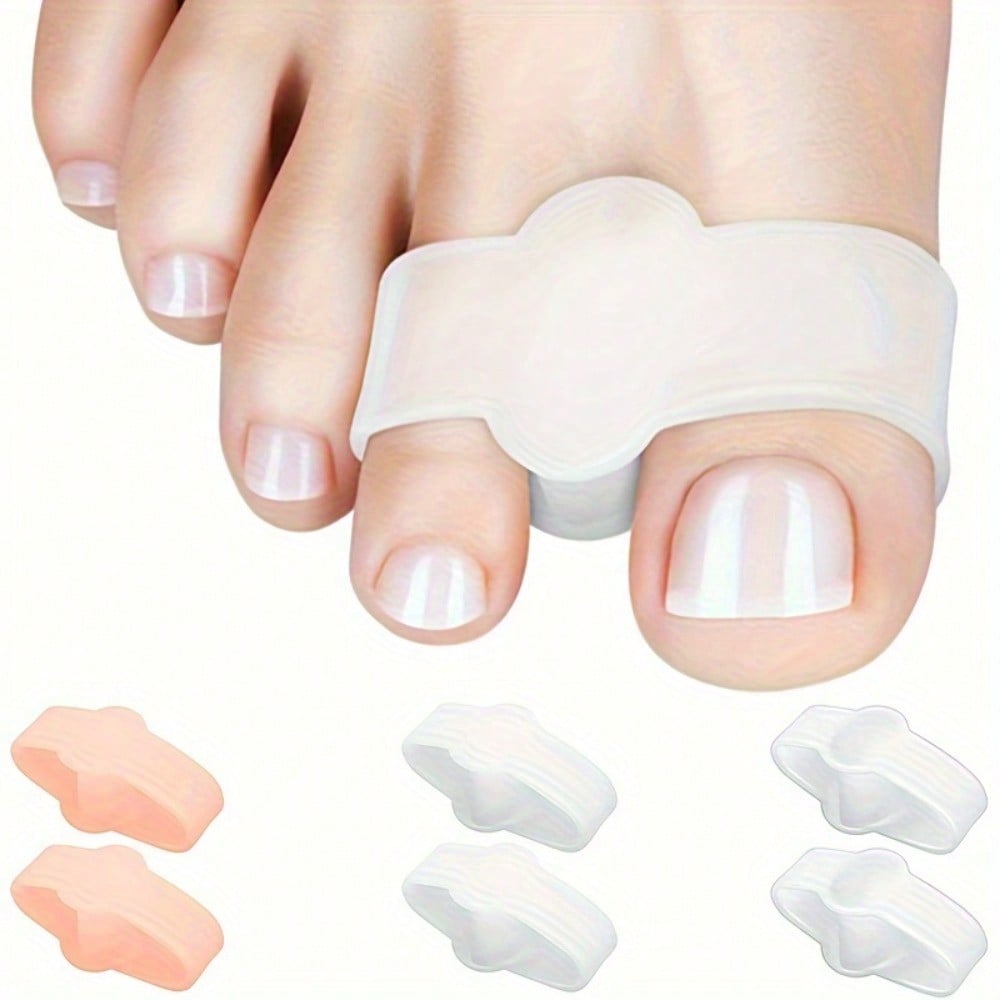 2 Pairs Of Silicone Thumb And Toe Separators, Wear-Resistant Day And Night Use, Toe Stacking Separation Corrector, Comfortable Foot Protection Tool