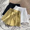 Women's Yellow Ruffled Wide-Leg Summer Shorts with Elastic Drawstring Waist
