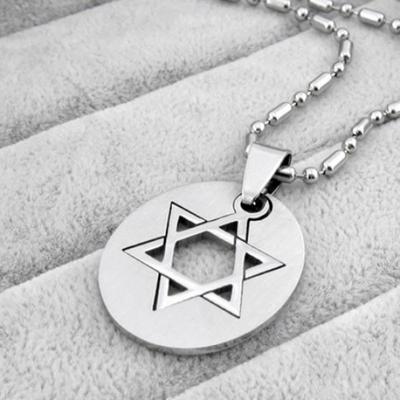 Unisex Stainless Steel Detachable Magen David Hexagram Beaded Chain Necklace