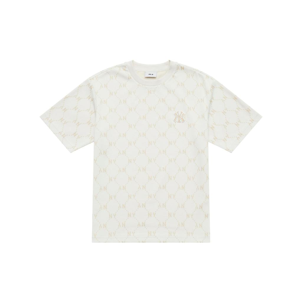 MLB MONOGRAM SS25 T Shirt Unisex Ivory 3ATSM0153-50IVS