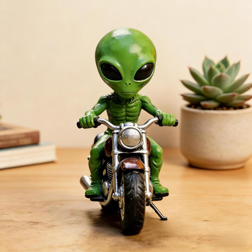 Resin Alien & UFO Statue, Creative Gnome Ornament for Garden Decoration