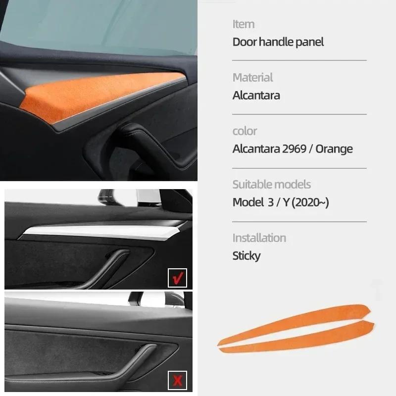Betterhumz For Tesla Model 3 Y     Car Dashboard Trim Sticker Door Panel Made of Alcantara Tuning Accessories