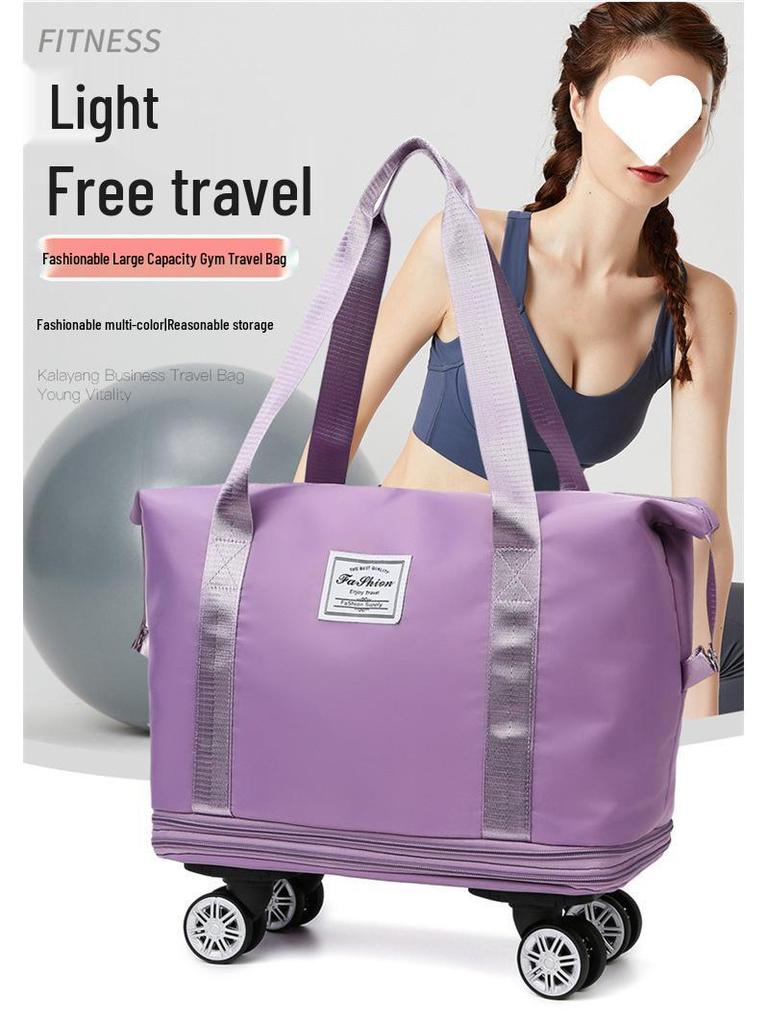 Expandable Waterproof Travel Bag with Universal Wheels and Dry/Wet Separation - Large Capacity for Students, Business, and Maternity Trips