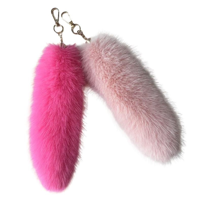 25cm Faux Fox Fur Tail Pendant Keychain for Bags & Accessories