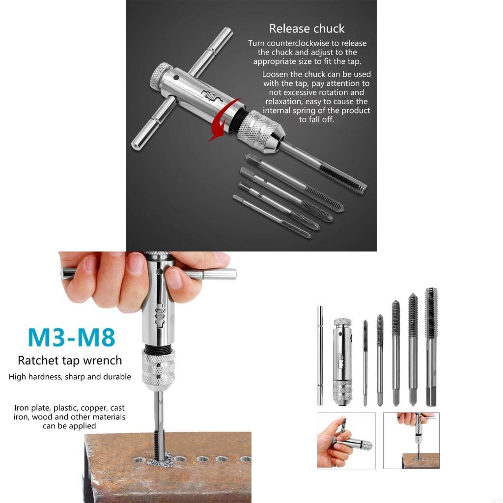 H7EE Adjustable Ratcheting Wrench Manual Tap Wrench Set T-Handle Ratcheting Tap Wrench China Mainland