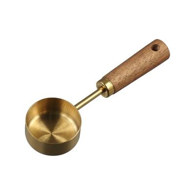 Flat Bottom Stainless Steel Measure Spoon with Wood Handle Kitchen Measure Tools  Condiments