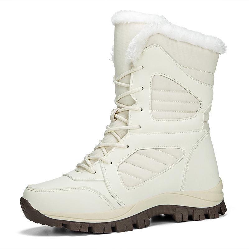 Winter Warm Snow Boots for Women Faux Fur Lining Waterproof Mid-Calf Ankle Booties Anti-Slip Outdoor Shoes Women's Lace Up Walking Hiking Sport Boots