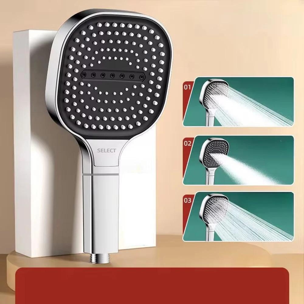 New 13cm Large Panel Shower Head Adjustable 3 Modes High Pressure Massage Shower Head Filter Element Bathroom Accessories