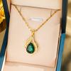 1PC Light Luxury Emerald Waterdrop Necklace for Women, Collarbone Chain, Light Luxury Niche Design